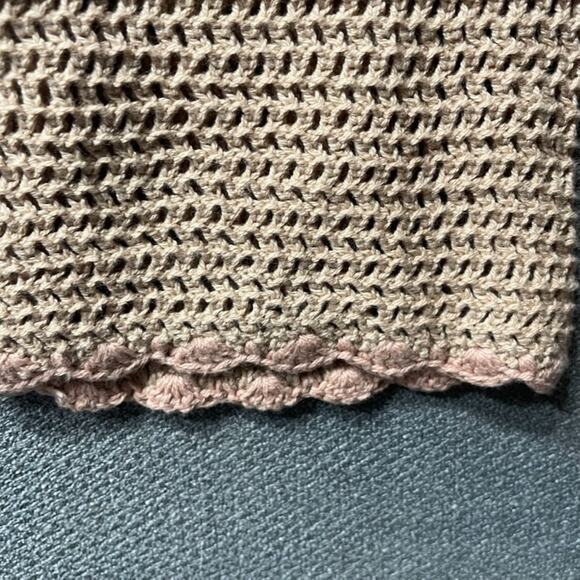 Hippie Rose Cropped Crochet Scallop Bell Sleeve Sweater M Boho Y2K Cottagecore - Picture 5 of 11